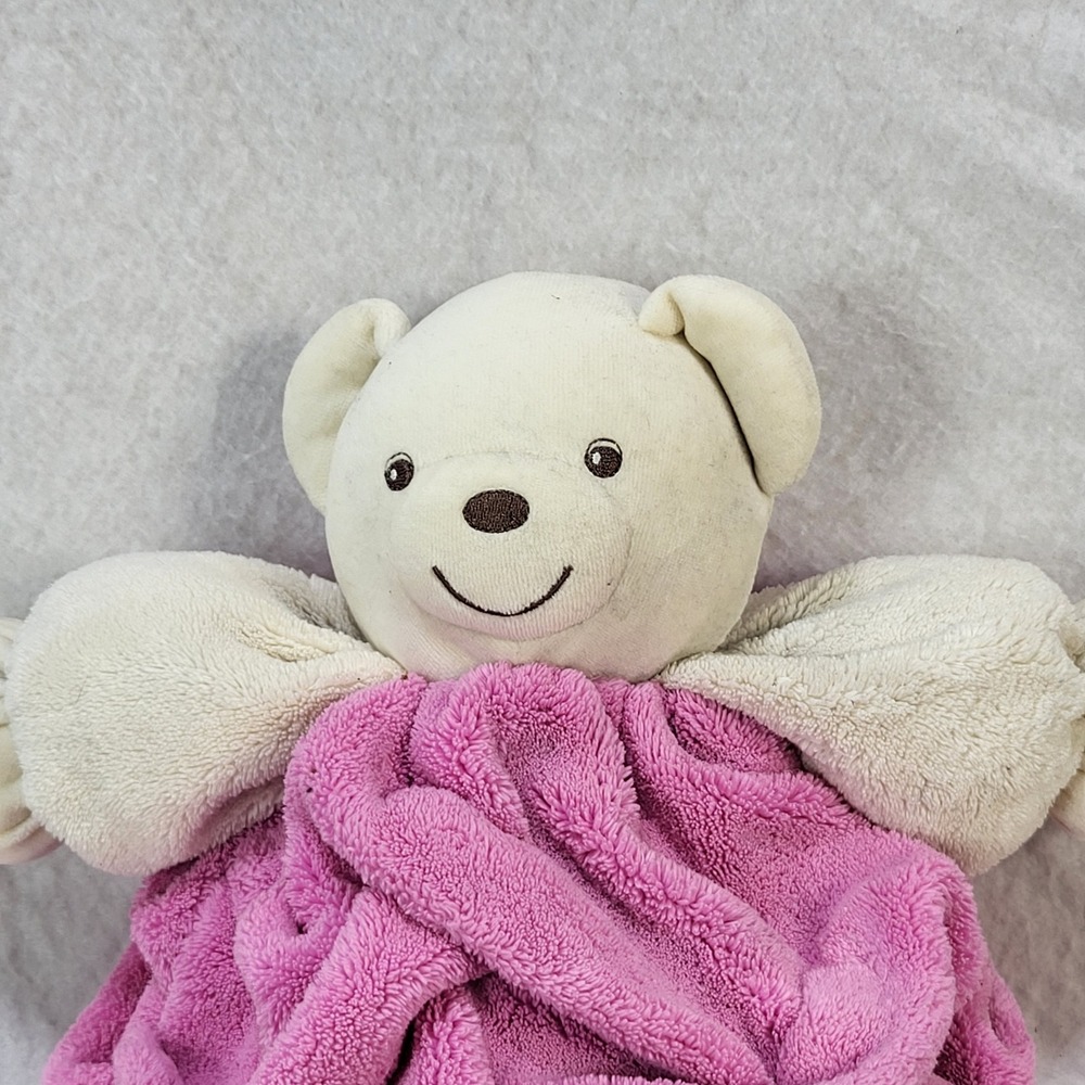 Kaloo Pink Cream Teddy Bear Lovey Plush Security Blanket Soft Toy 1998 11"